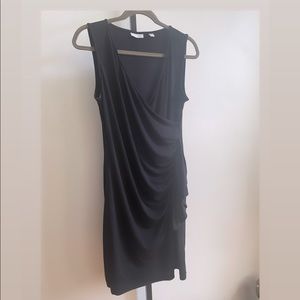Black Sleeveless Faux wrap dress